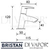 Bristan Orta Bathroom Basin Taps Dimensions